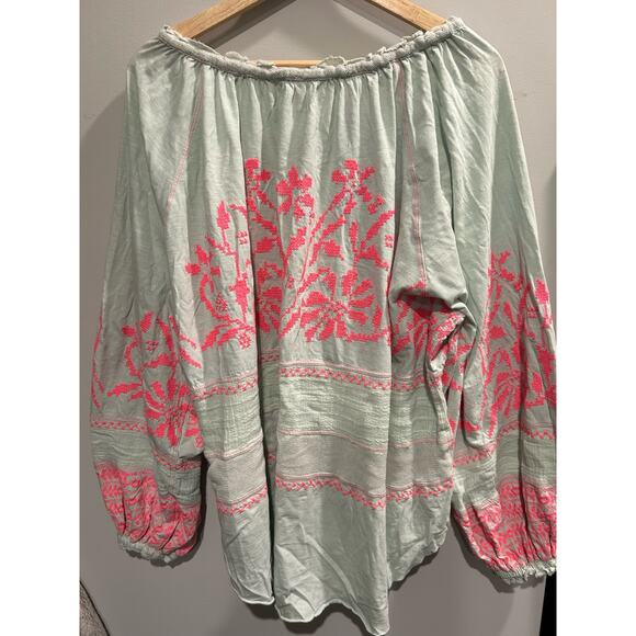 Free People Light Green and Pink Blouse - Picture 4 of 8